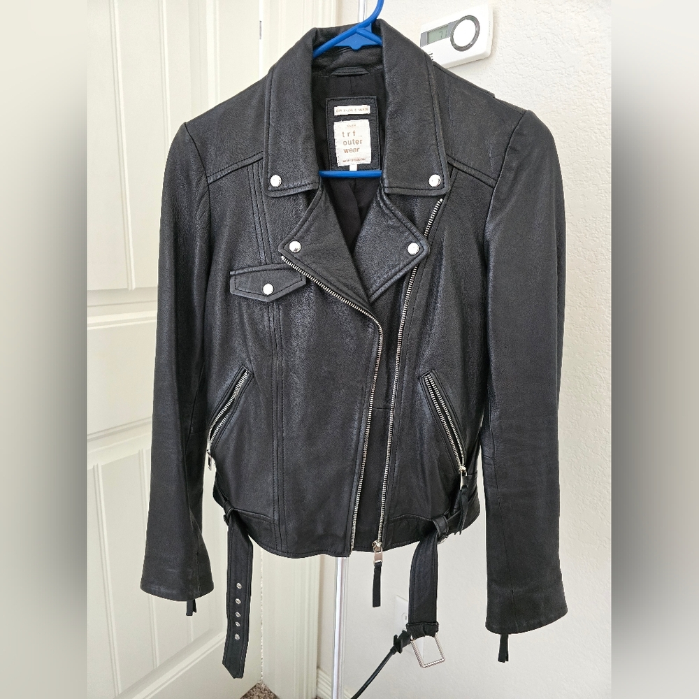 Zara Real Leather Biker Jacket Size S